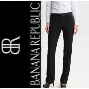 Banana Republic Black Logan Wool Straight Fit Pants Size 8L